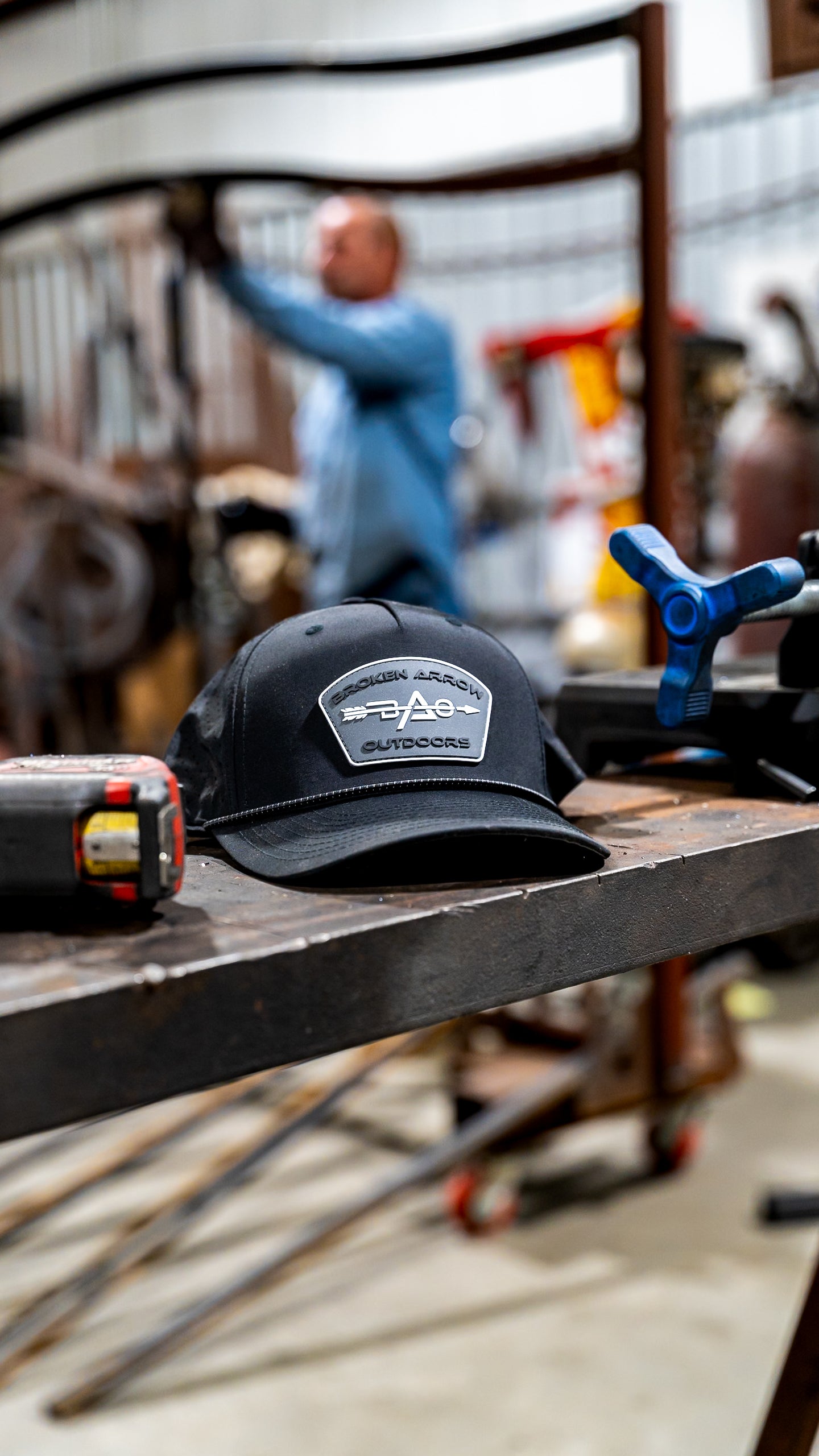 Black Perforated Performance Cap W/ Rubber Patch