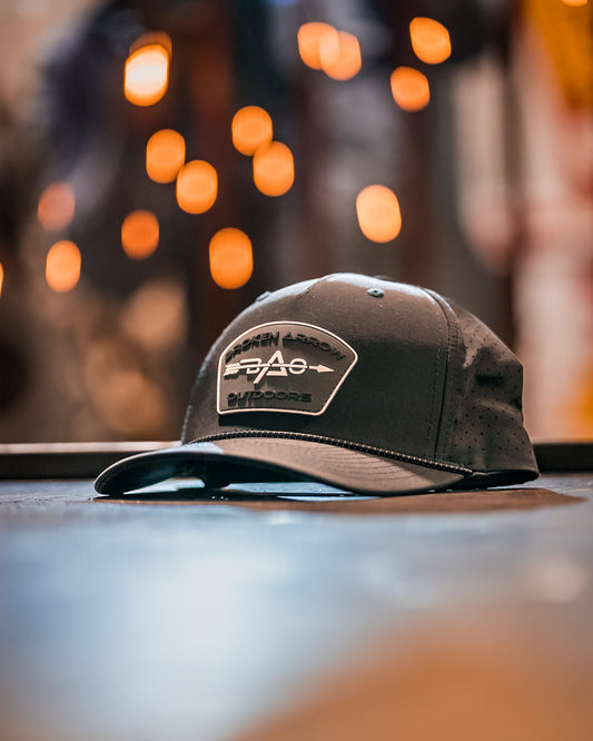 Black Perforated Performance Cap W/ Rubber Patch